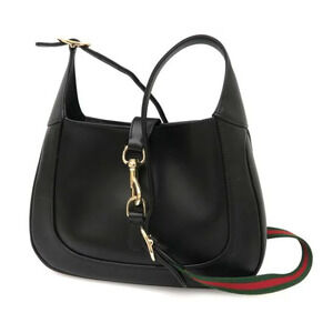 Gucci Jackie 1961 shoulder bag black leather signature piston clasp
